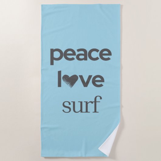 Peace Love Surf Life Coastal Blue Surfing Graphic Strandtuch (Vorderseite)