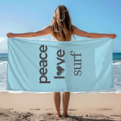 Peace Love Surf Life Coastal Blue Surfing Graphic Strandtuch