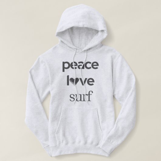 Peace Love Surf - Ocean Surfer -Coastal Beach Life Hoodie (Design vorne)