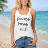 Peace Love Surf -Ocean Surfer- Coastal Beach Life Tank Top