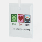 Peace Love Sushi Restaurant Custom Christmas Ornament Aus Glas (Vorderseite links)