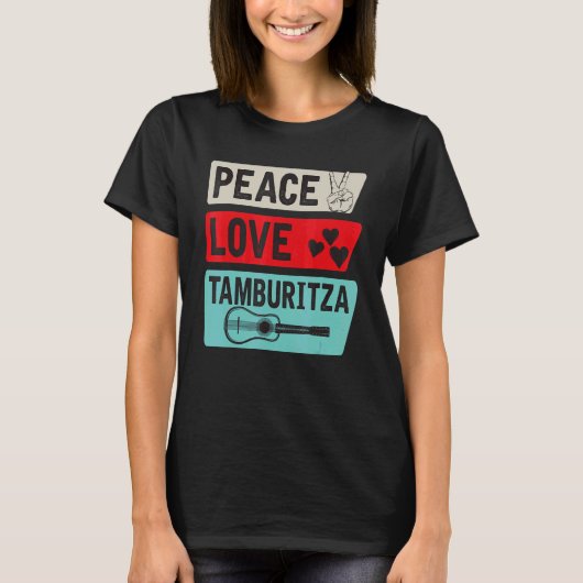 Peace Love Tamburitza Music Instrument Tamburitza T-Shirt (Vorderseite)