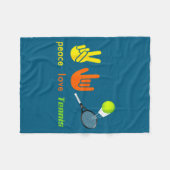 Peace Love Tennis Funny Tennis Lovers Hand Sign De Fleecedecke (Vorderseite (Horizontal))