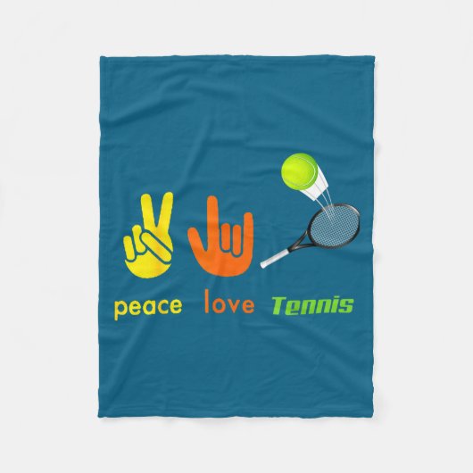 Peace Love Tennis Funny Tennis Lovers Hand Sign De Fleecedecke (Vorderseite)