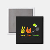 Peace Love Tennis Funny Tennis Lovers Hand Sign De Magnet (Vorderseite/Rückseite)