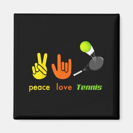 Peace Love Tennis Funny Tennis Lovers Hand Sign De Magnet (Vorne)