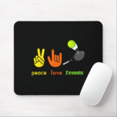 Peace Love Tennis Funny Tennis Lovers Hand Sign De Mousepad (Mit Mouse)