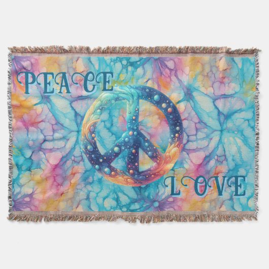 Peace Love Tie-Dye Decke (Vorderseite)
