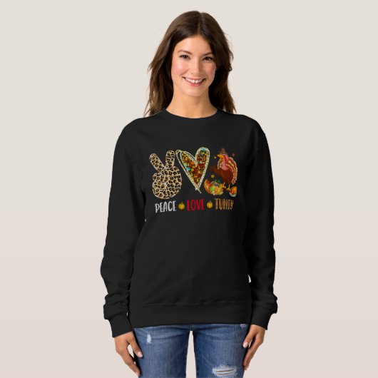 Peace Love Turkey Fall Turkey Leopard Peace Hand S Sweatshirt (Vorne ganz)