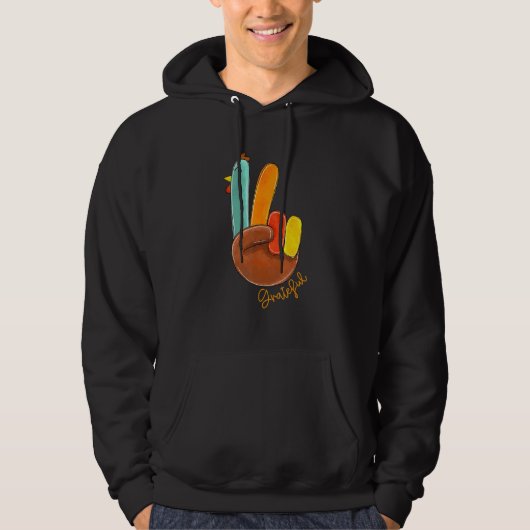 Peace Love Turkey Grateful Turkey Hand Sign Thanks Hoodie (Vorderseite)
