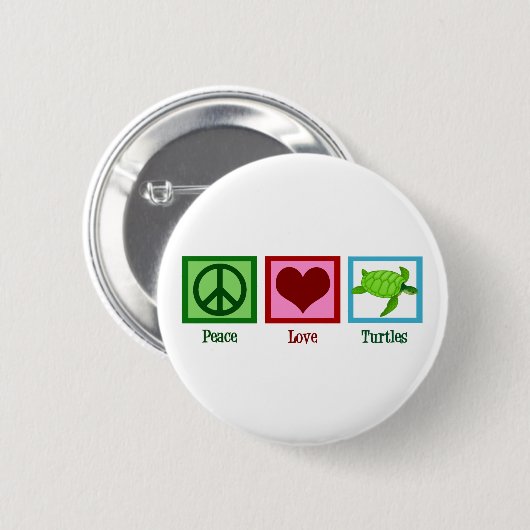 Peace Love Turtles Cute Sea Turtle Button (Vorne & Hinten)