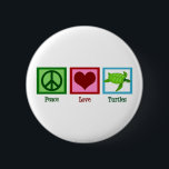 Peace Love Turtles Cute Sea Turtle Button<br><div class="desc">A cool turtle lover gift with a pretty sea turtle next to a cute peace sign and heart. Peace Love Turtles.</div>