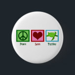 Peace Love Turtles Cute Sea Turtle Button<br><div class="desc">A cool turtle lover gift with a pretty sea turtle next to a cute peace sign and heart. Peace Love Turtles.</div>