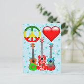Peace Love Ukuleles Postkarte (Stehend Vorderseite)