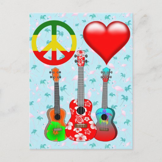 Peace Love Ukuleles Postkarte (Vorderseite)