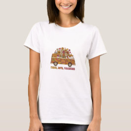 Peace Love Valentine Retro 60s Hippie Van Flower T-Shirt