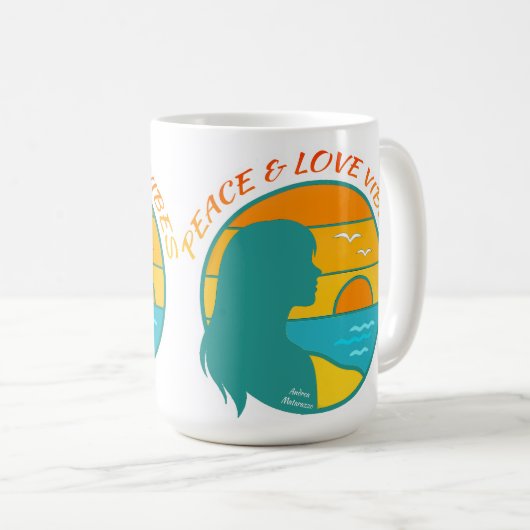 Peace & Love Vibes Kaffeetasse (VorderseiteRechts)