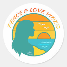 Peace & Love Vibes Runder Aufkleber