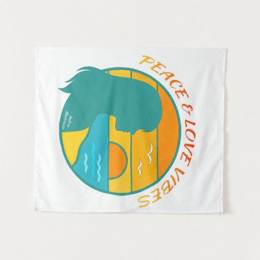 Peace & Love Vibes Wandteppich (Vorderseite (Horizontal))