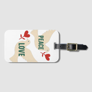 Peace & Love Vintage-Tauben-Kunst mit Herz-Motiv Gepäckanhänger