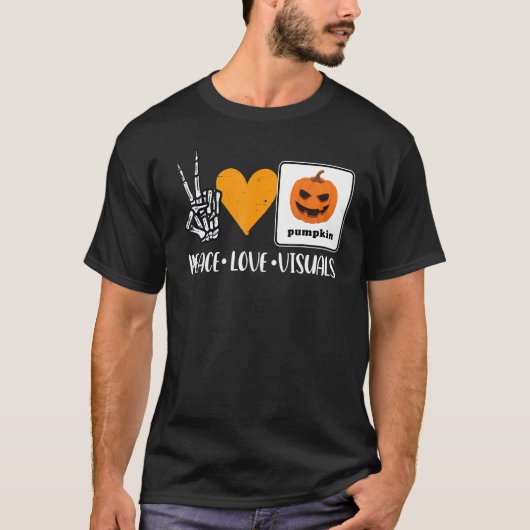 Peace Love Visuals Aac Speech Therapy Slpa Hallowe T-Shirt (Vorderseite)
