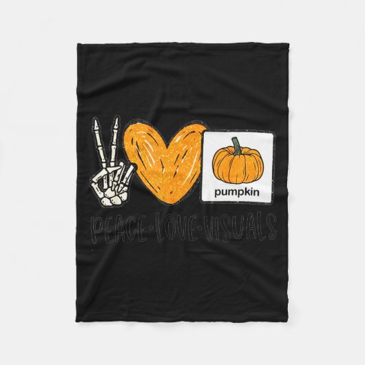 Peace Love Visuals Sped Teacher Pumpkin Skeleton H Fleecedecke (Vorderseite)
