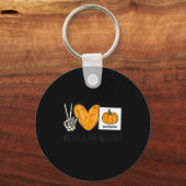 Peace Love Visuals Sped Teacher Pumpkin Skeleton H Schlüsselanhänger (Vorderseite)