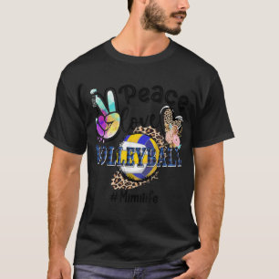 Peace Love Volleyball Mimi Life Mom Grandma Leopar T-Shirt
