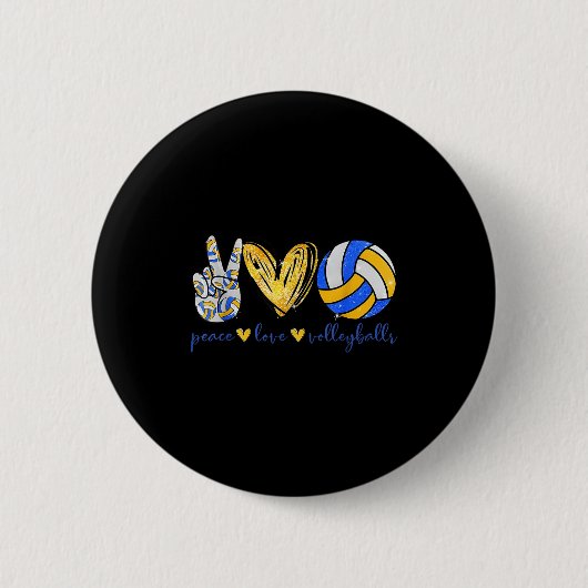 Peace Love Volleyball Retro Art Volleyball Player Button (Vorderseite)