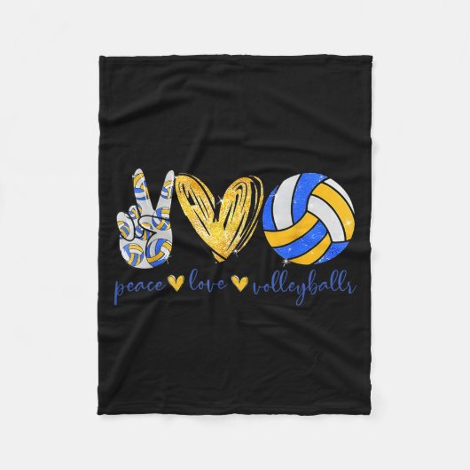 Peace Love Volleyball Retro Art Volleyball Player Fleecedecke (Vorderseite)