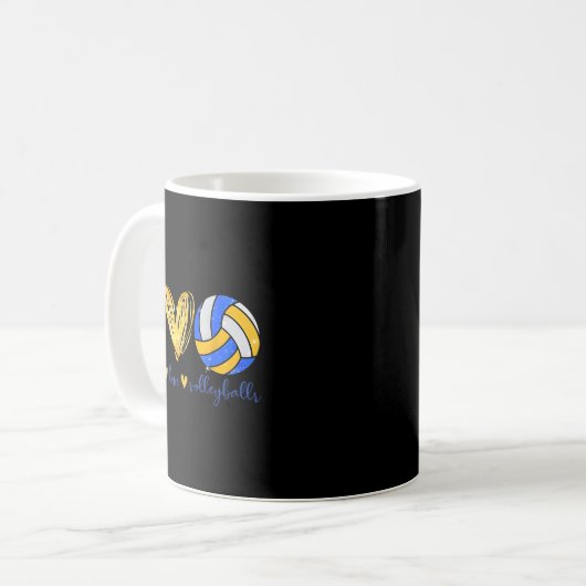 Peace Love Volleyball Retro Art Volleyball Player Kaffeetasse (Vorderseite Links)
