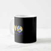 Peace Love Volleyball Retro Art Volleyball Player Kaffeetasse (Vorderseite Links)