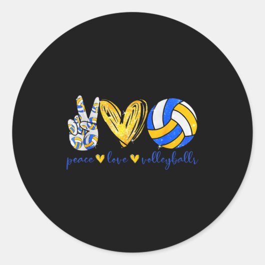 Peace Love Volleyball Retro Art Volleyball Player Runder Aufkleber (Vorderseite)
