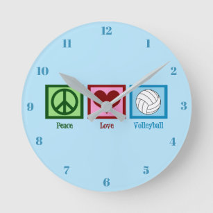 Peace Love Volleyball Runde Wanduhr