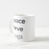 Peace Love Yoga -Modern Motivational Lifestyle Tea Kaffeetasse (Vorderseite Links)