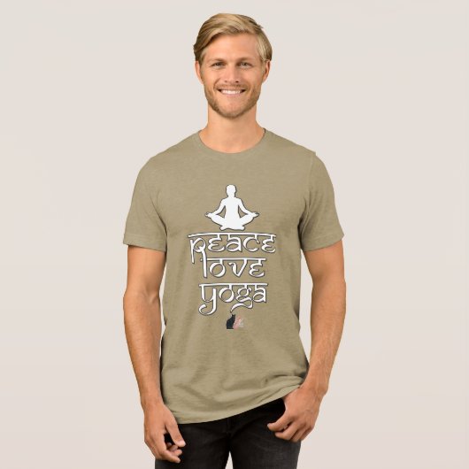 Peace Love Yoga T-Shirt Tri-Blend Shirt (Vorderseite voll)
