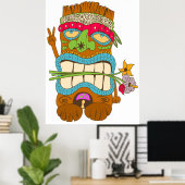 Peace Lover, Floral Crazy Tiki Hippie Poster (Heimbüro)