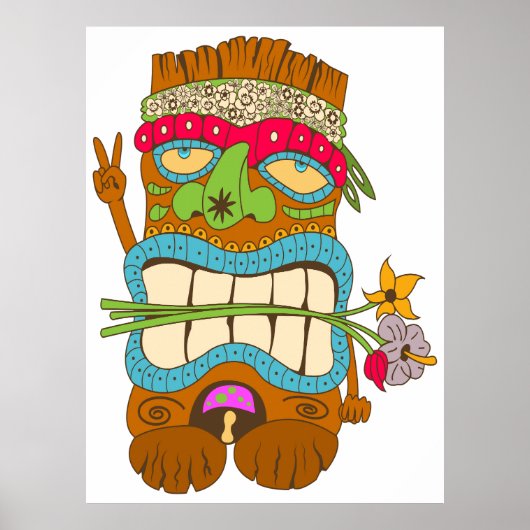 Peace Lover, Floral Crazy Tiki Hippie Poster (Vorne)