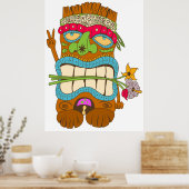 Peace Lover, Floral Crazy Tiki Hippie Poster (Küche)