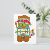 Peace Lover, Floral Crazy Tiki Hippie Postkarte (Stehend Vorderseite)