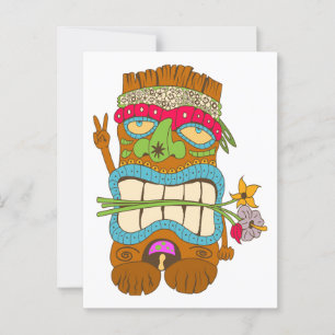 Peace Lover, Floral Crazy Tiki Hippie Postkarte