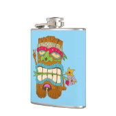 Peace Lover Tiki, Floral Hippie, Funny Blue Flachmann (Links)