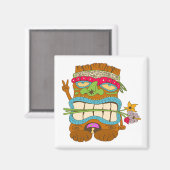 Peace Lover Tiki, Floral Hippie, Funny Magnet (Vorderseite/Rückseite)