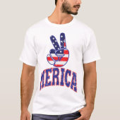 Peace Merica Funny I Liebe America Amerikanische U T-Shirt (Vorderseite)