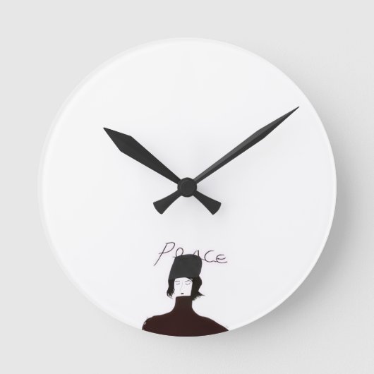 Peace Minimal Art Wall Clock Runde Wanduhr (Vorderseite)