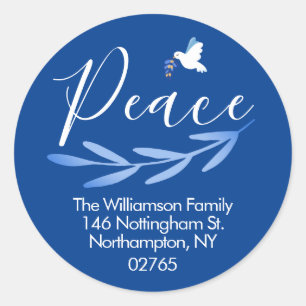 Peace Modern Script Holiday Rücksendeadresse Runder Aufkleber