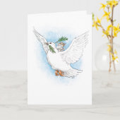 Peace mouse on dove with olive branches karte (Gelbe Blume)