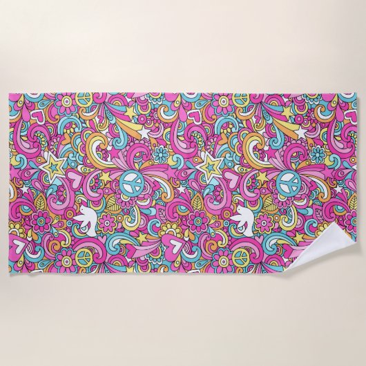 Peace n'Liebe Beach Handtuch (Vorderseite)