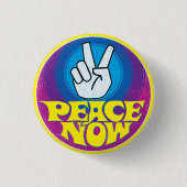 Peace Now Groovy Retro Hippie Style Paz Ahora Button (Vorderseite)