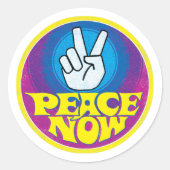Peace Now Groovy Retro Hippie Style Peacesign Runder Aufkleber (Vorderseite)